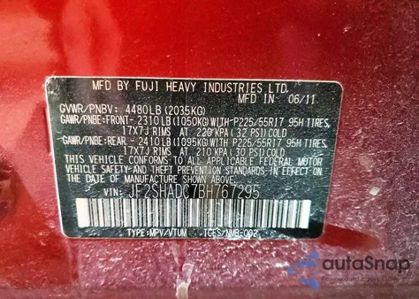 2011 Subaru Forester 2.5X Premium z USA, uszkodzony, nr VIN JF2SHADC7BH767295